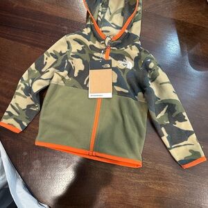 The North Face Kids' Green and Orange Camouflage Hoodie